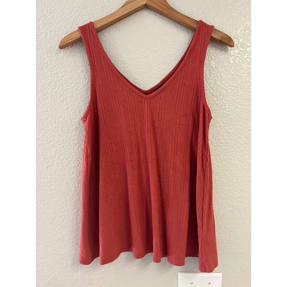 Old Navy Luxe Ribbed V-Neck Tank Top Pink Clay Swing Cami Small